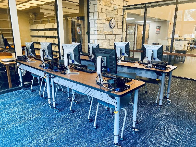 Lab view of new computer tables for Patrons