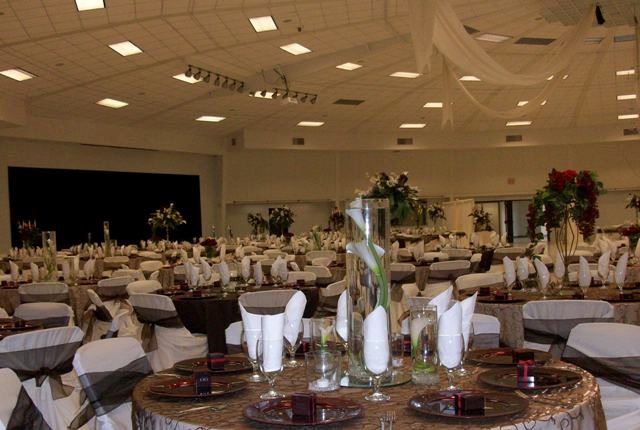 Tables set for a wedding reception