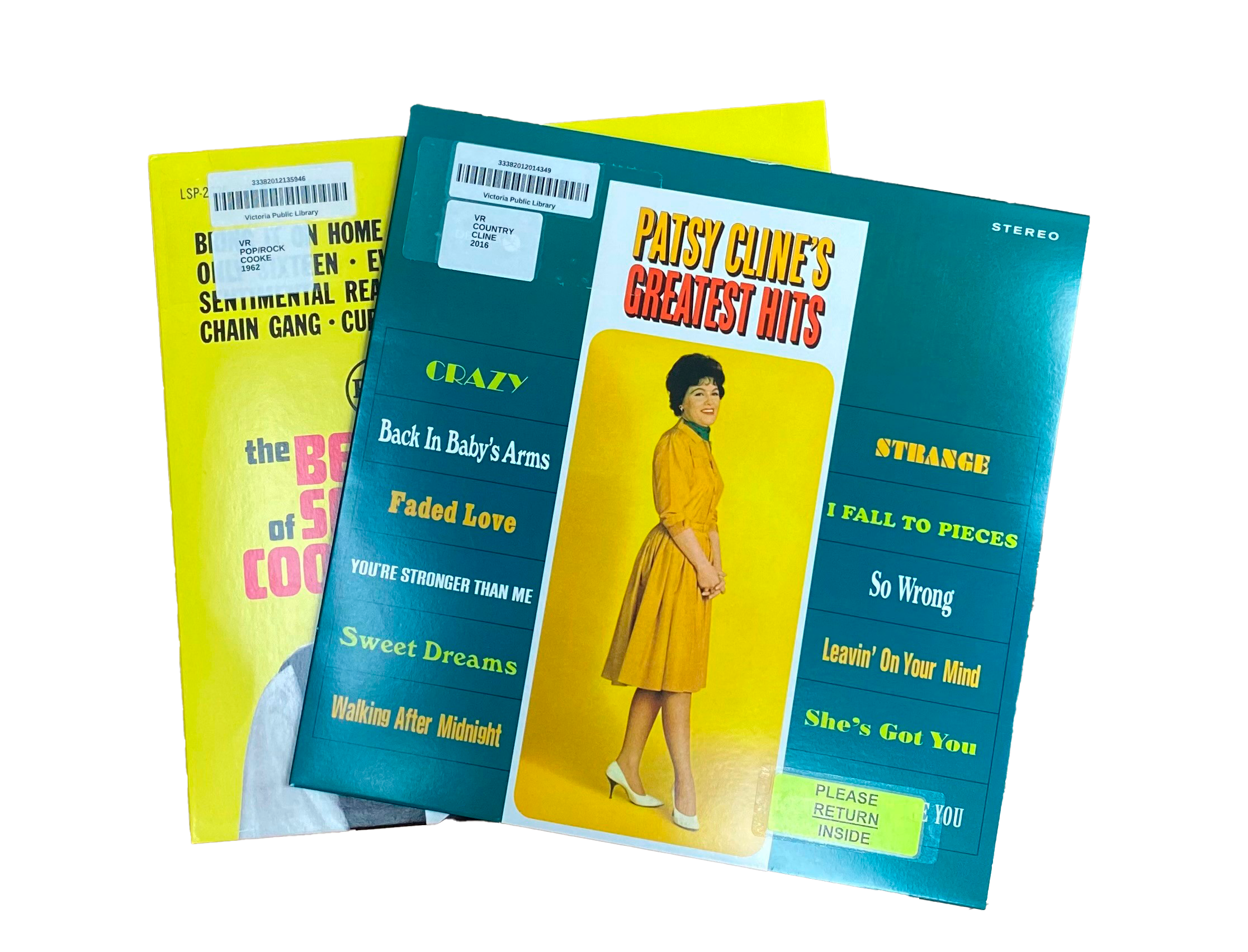 2 vinyls records showing available to check out at the library