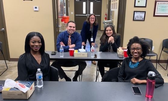 City staff and media at fire department luncheon